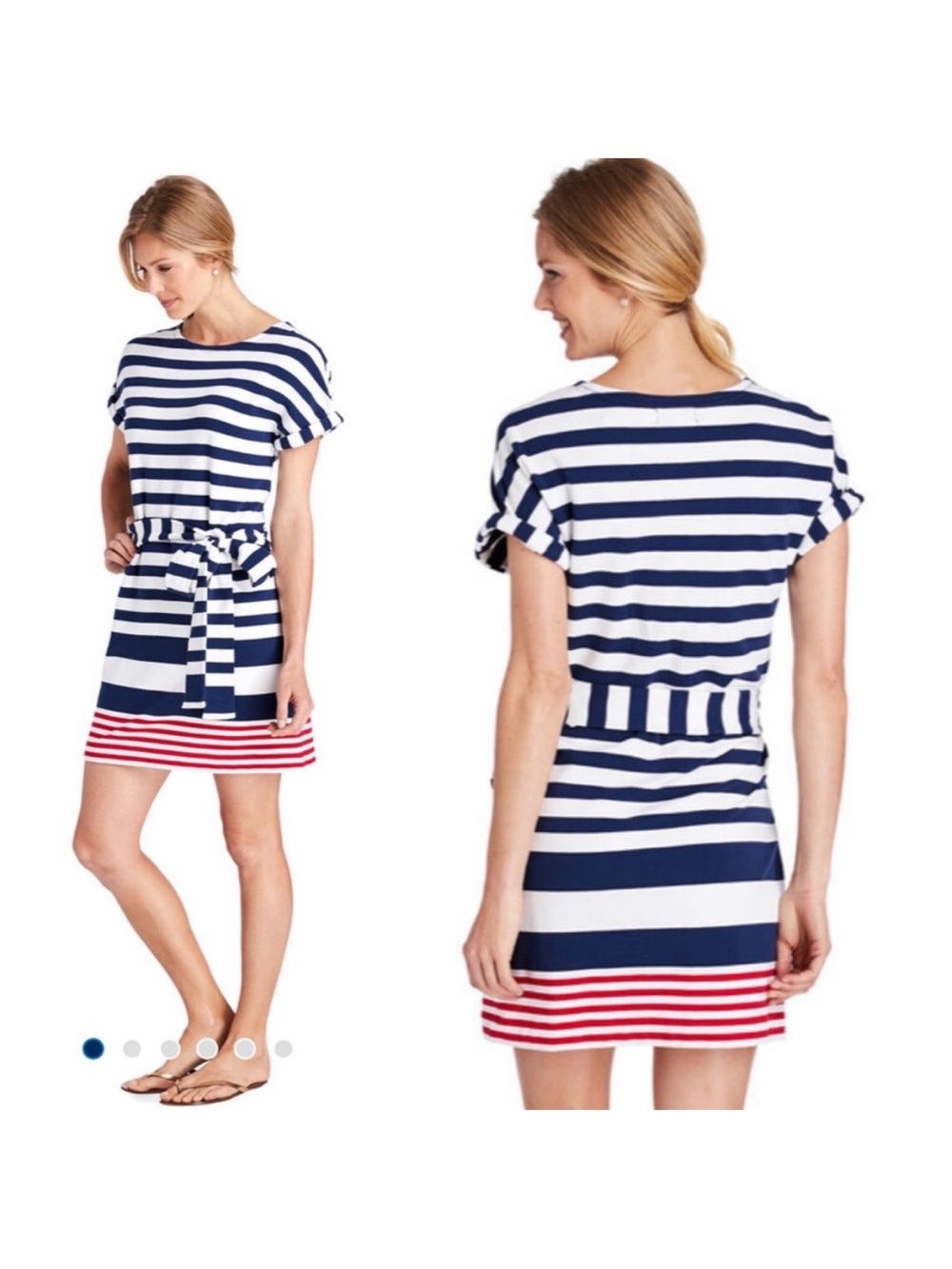 VINEYARD VINES UPF SEA STRIPED TIE-FRONT KNIT DRESS COASTAL NAUTICAL SzM